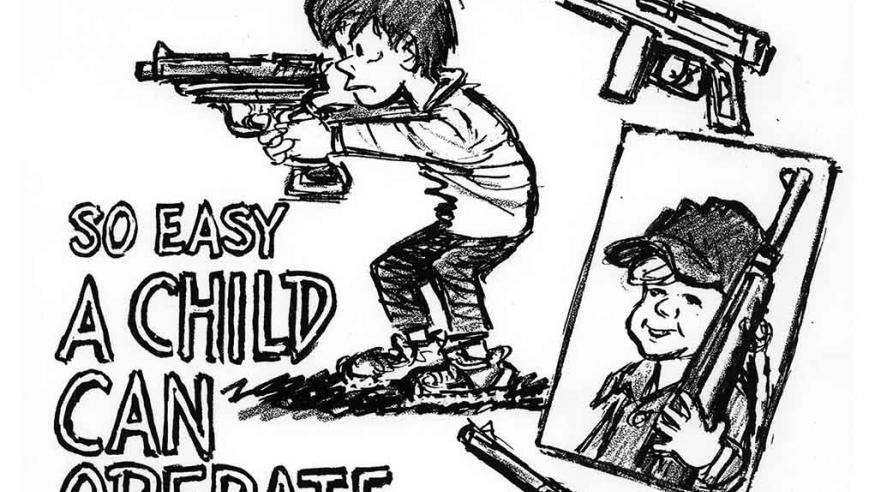 No Caption: Poster of guns guns guns and child